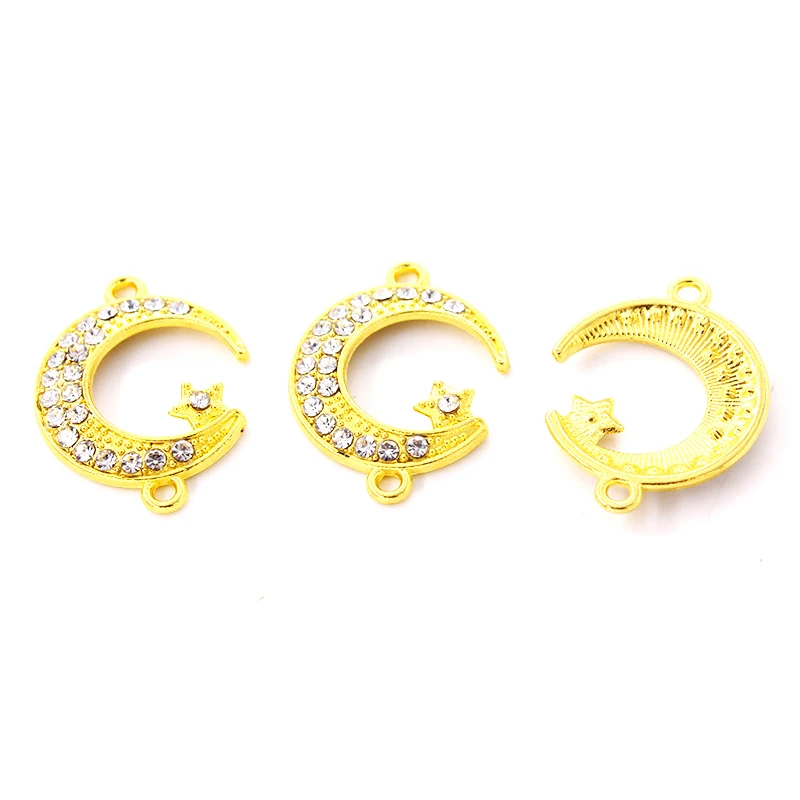 Semitree 10pcs/lot 24mm Rhinestone Gold Star Moon Connectors for DIY Bracelets Exquisite Charms Jewelry Making Accessories | Украшения и