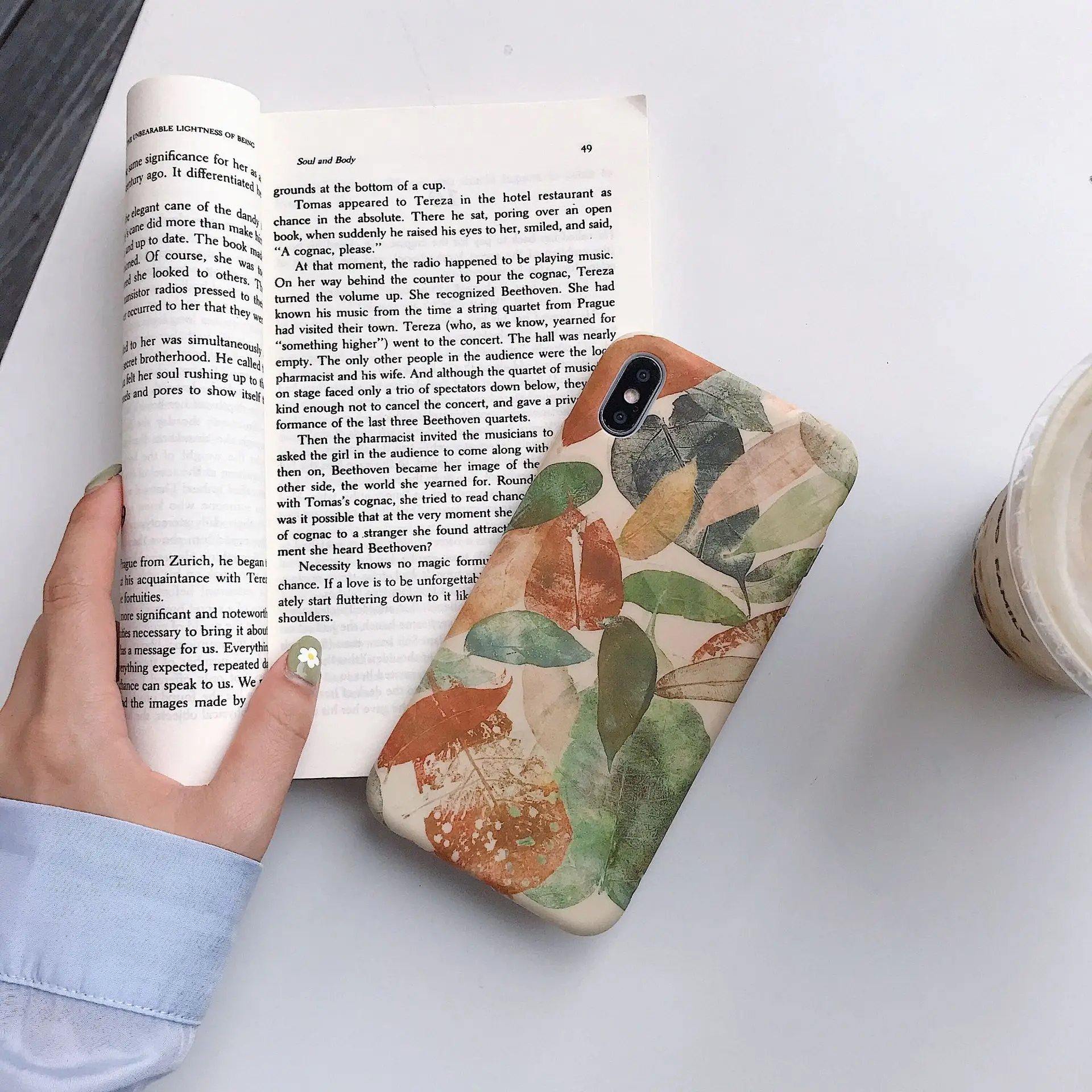 Retro Art Illustration Leaf Korean Phone Case For iPhone 7 Puls 6 6S 8 Liquid Silicone Soft X Xr XsMax |