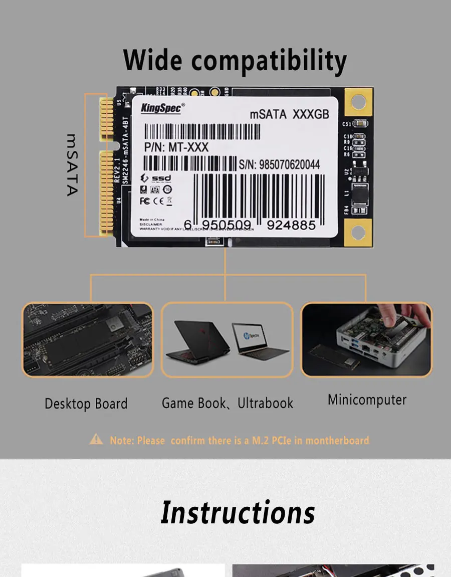 Kingspec внутренний SATAIII mSATA SSD 256 ГБ 128 Гб 64 Гб 32 Гб 16 Гб MLC Flash HD жесткий диск с высокой совместимостью для ноутбука/ноутбука