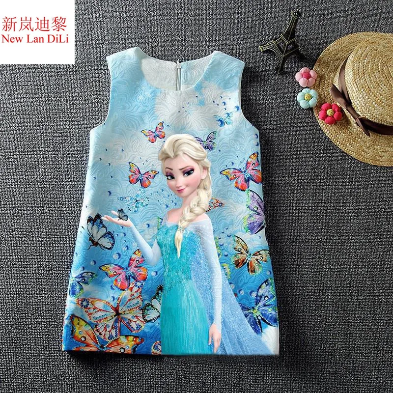 2018 Летнее платье для девочек Анна Эльзы Vestidos подростков с принтом бабочки