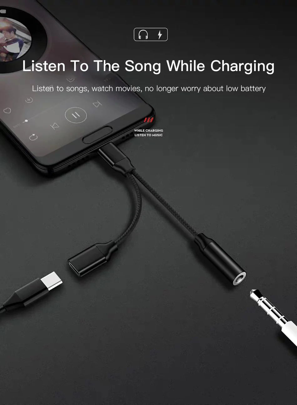 Адаптер для зарядки наушников ACCEZZ usb type C для huawei mate RS Xiaomi 6 8 Mix2S 3,5 мм разъем для наушников Aux прослушивание зарядки адаптер