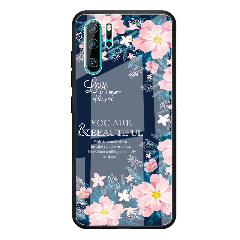 13 Чехол из закаленного стекла с изображением Луны и космоса для huawei P20 Lite P20 Pro P30 Lite P30 Pro, силиконовый чехол для телефона с рисунком - Цвет: 13