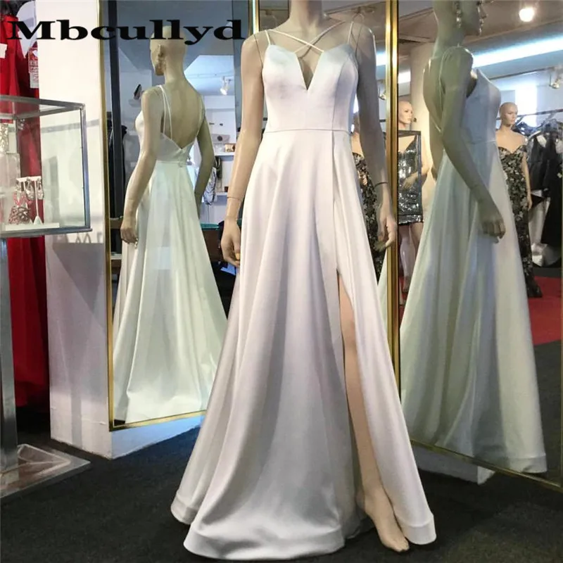 Длинные вечерние платья с высоким разрезом Mbcullyd Glamours воротником-лодочкой