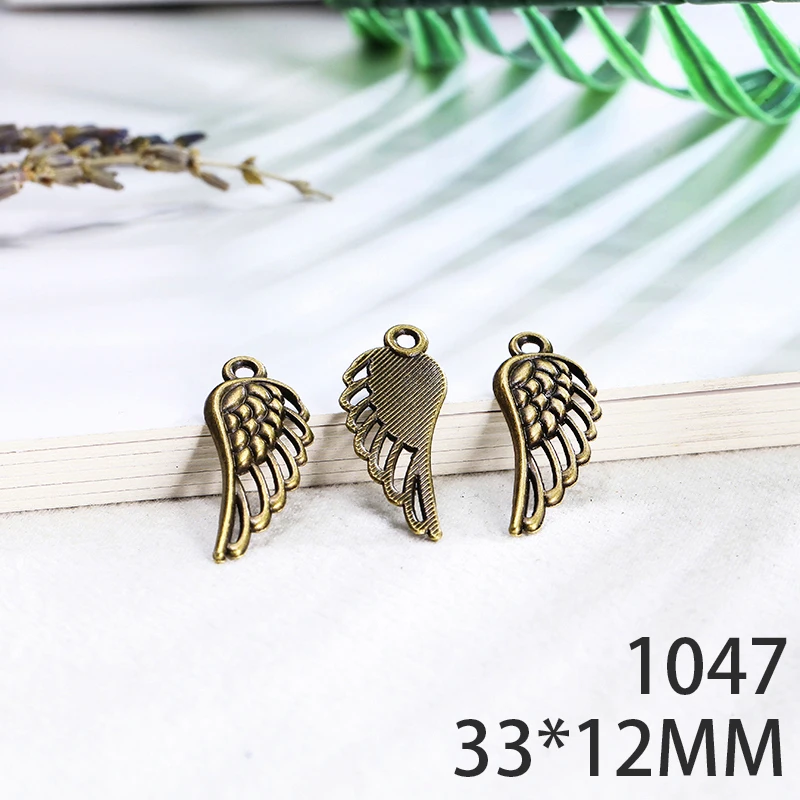 

33*12mm 10pcs Wing Feathers Alloy Pendant For Diy Jewelry Making 2 Colors Antique Silver Antique Bronze No.1047