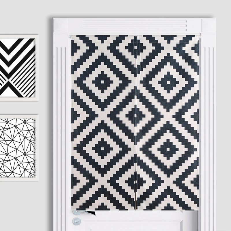 Нордическая черно белая Геометрическая занавеска на дверь с птицей льняной