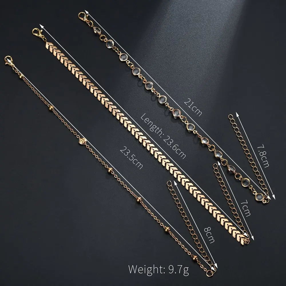 Многослойный богемский сплав золотистый Серебристый браслет на ногу для женщин