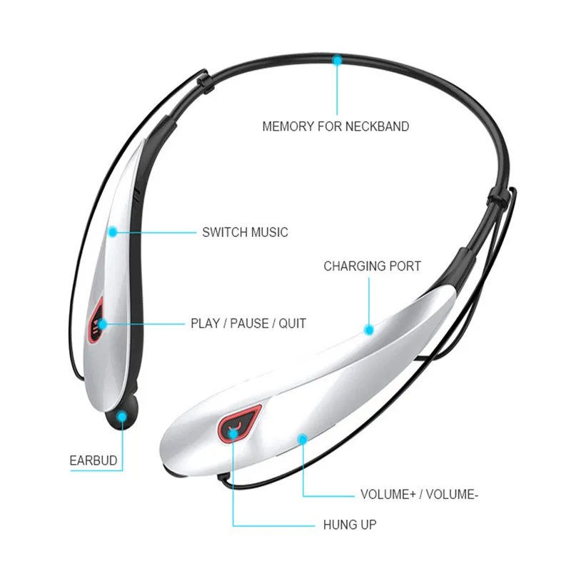 HUINIU Y98 Wireless Stereo Bluetooth Headset Music Headphone Sport Earphone Handsfree In Ear Earbuds MP3 Media Play | Электроника
