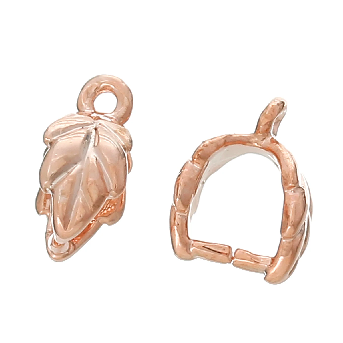 8SEASONS Pinch Clip Bail Beads Findings Leaf rose gold color 9mm x 7mm( 3/8&quot 2/8&quot) 20PCs | Украшения и аксессуары