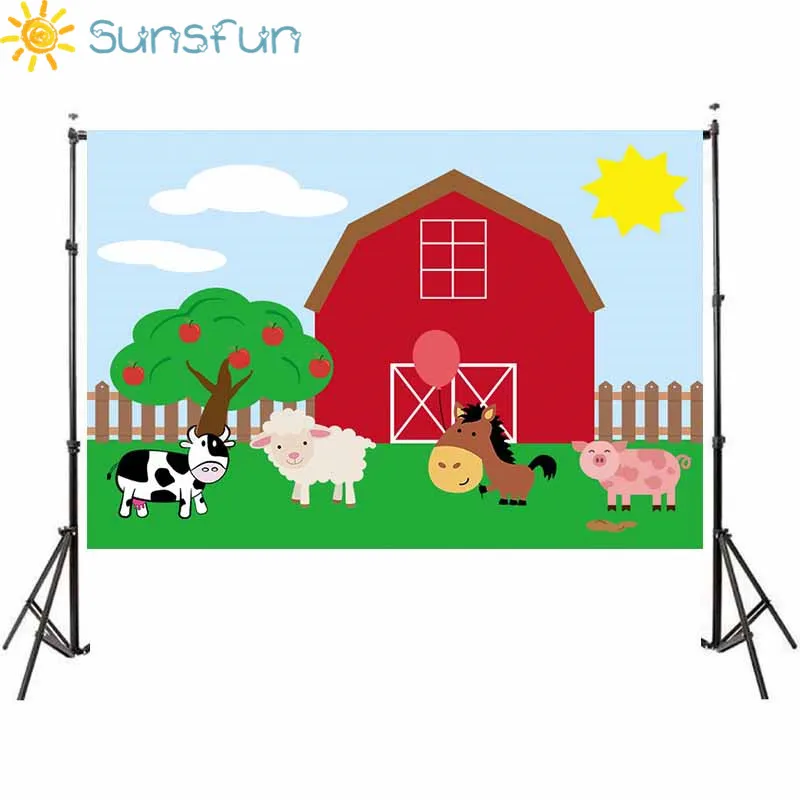 Sunsfun фон для фотографии красное сарай ферма ветряная мельница с животными День