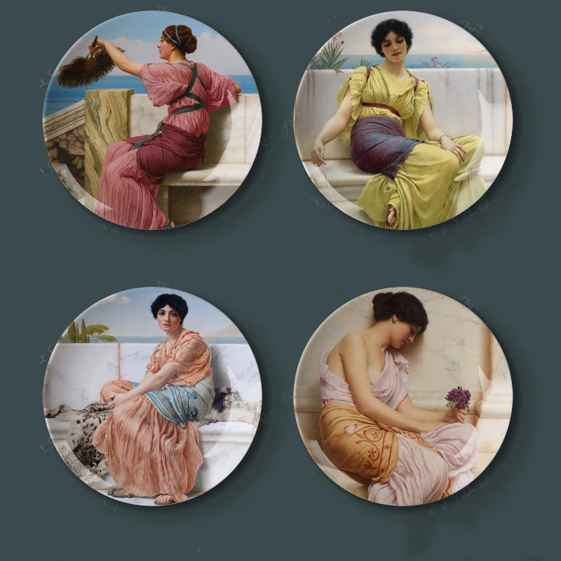 Тарелки 8 &quotJ.W. Godward Художественная печать на керамических тарелках домашняя