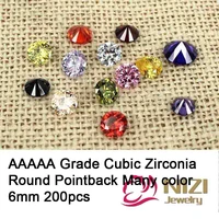 6mm 200pcs aaaaa grade brilliant cuts cubic zirconia beads for jewelry round shape cubic zirconia stones luxury zirconia stones