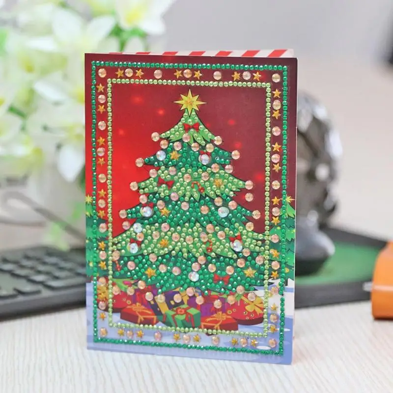 5D DIY Алмазные Painnting рождественские поздравительные открытки Рождественская елка