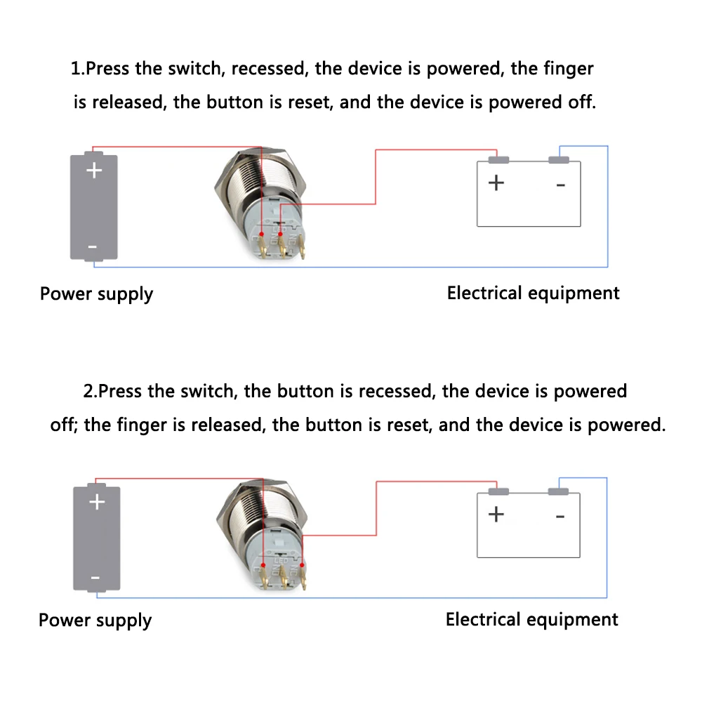 5PCS Self-Reset normally open waterproof press the point move 16mm flat head metal button switch | Обустройство дома
