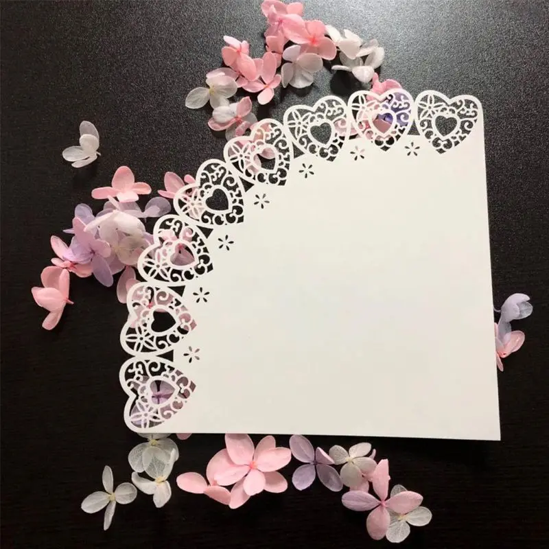 Description Picture 3 of item50pcs Laser Cut Love Heart Lace Laying Candy Wedding Party Favors Confetti Cones Paper Cone Decoration Supplies Gift