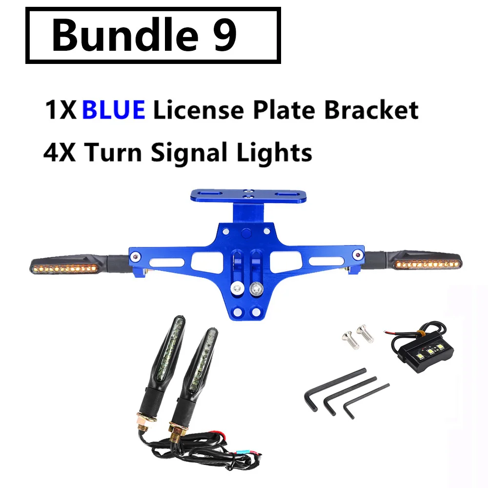 Blue with 4 Lights Держатель для заднего номерного знака мотоцикла и сигнальный светильник поворота для Honda Для Kawasaki Z750 Z800 для YAMAHA MT07 MT09 MT10 R1 3 - Цвет: Blue with 4 Lights