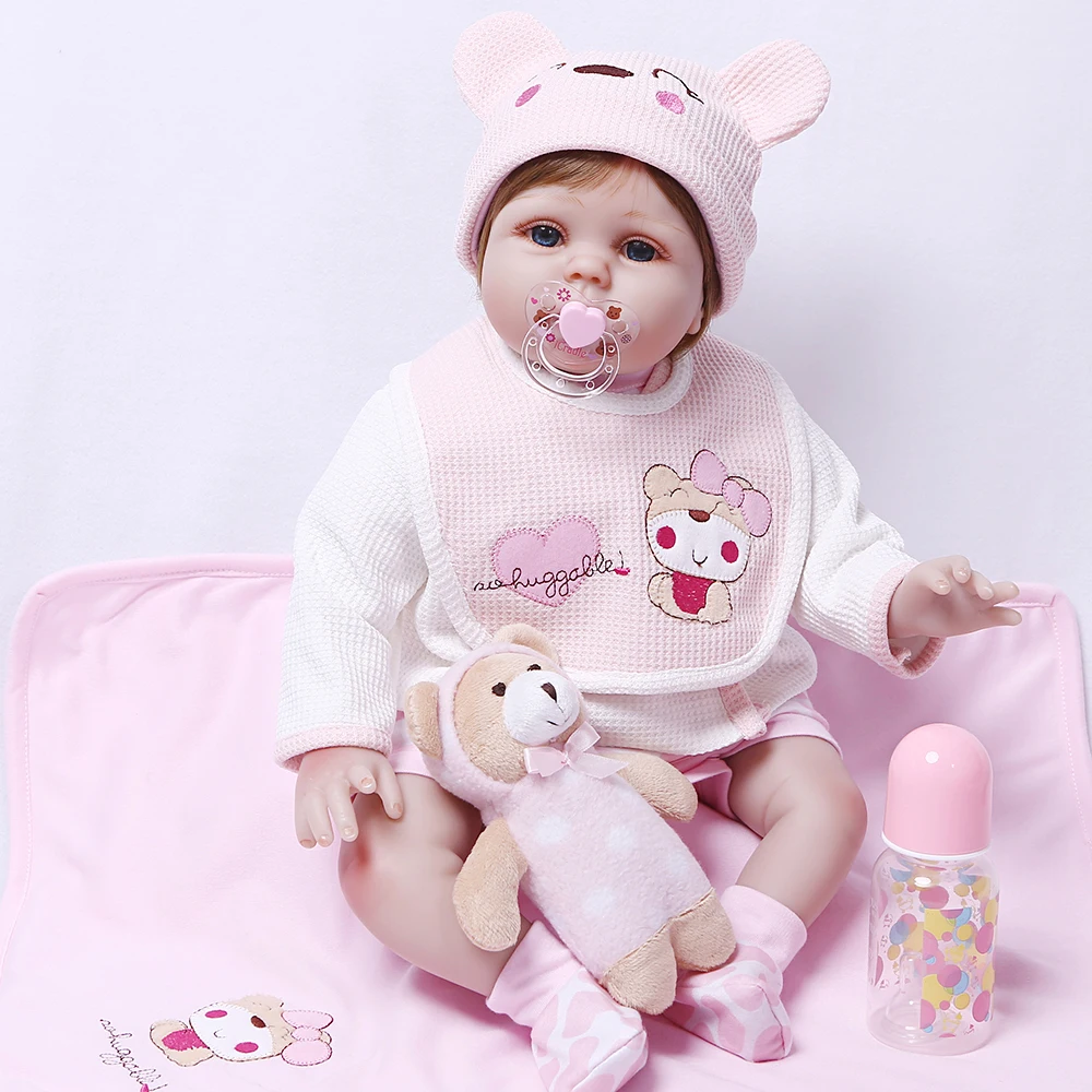Beautifu 22 дюйма розовая принцесса девочка детские куклы 3/4 силикон 55 см мягкие