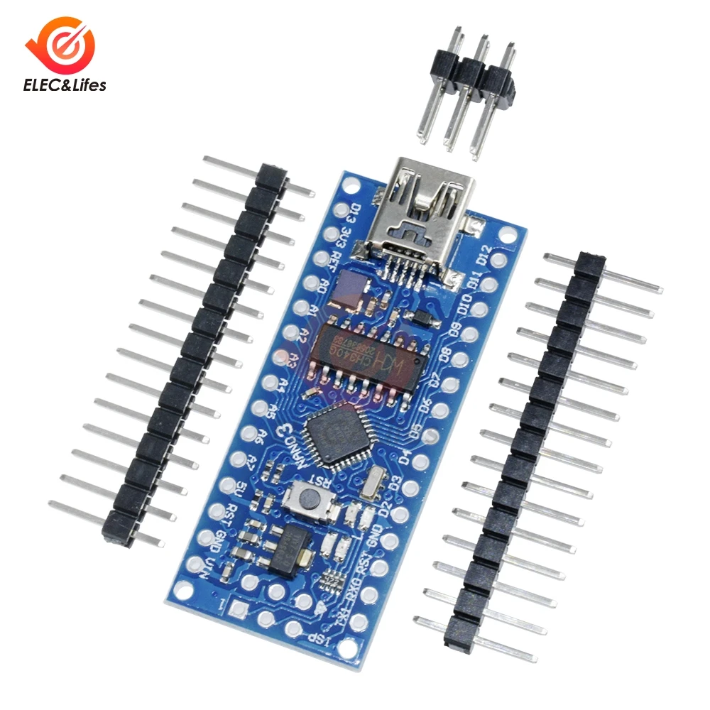 Фото Плата преобразователя Mini USB Nano V3.0 3,0 ATmega168 CH340 CH340G UART-USB для Arduino NANO V3 16 МГц, модуль микроконтроллера 3,3 в-5 в №5