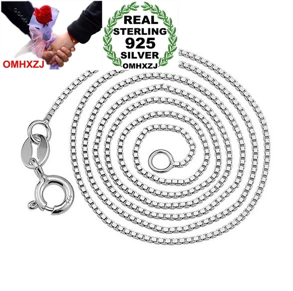 

OMHXZJ Wholesale Fashion joker Woman 16 & 18 inch 1.1 & 0.8mm Platinum 925 Sterling Silver Box Short Chains Necklaces Gift NK08