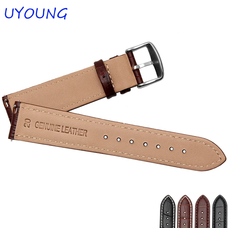

Classic crocodile pattern watchband 20mm black brown replacement leather wristband for Garmin vivomove APAC strap