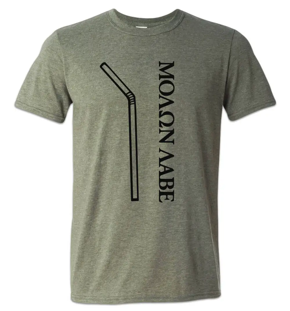 

Molon Labe Straw Ban T-Shirt Funny Gun Parody Meme Come and Take It California New Famous Brand Men Top Brand Slim T Shirts