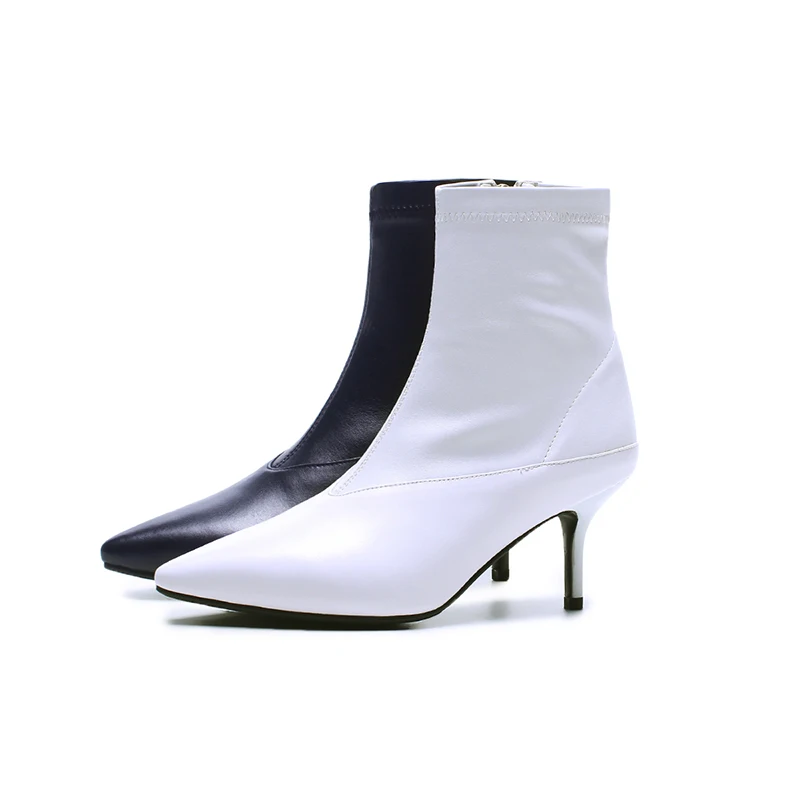 Весенние ботильоны ISNOM из коровьей кожи женские пикантные ботинки на высоком