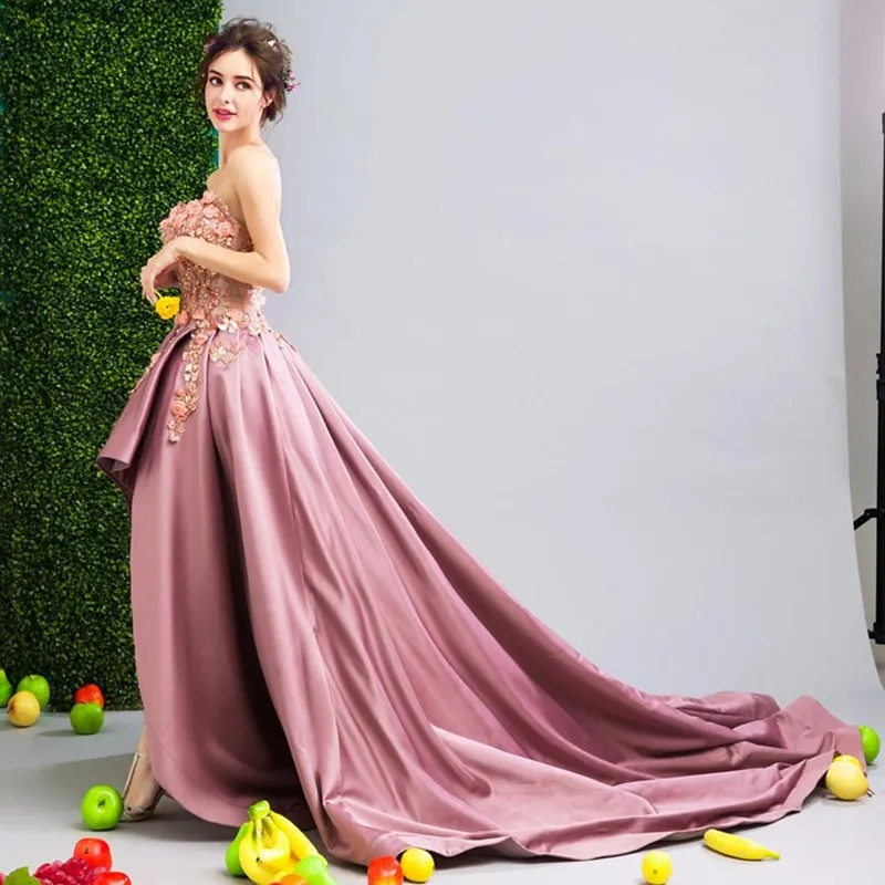 Ruthshen Сексуальная Высокая Низкая платья для выпускного вечера 2018 бисером