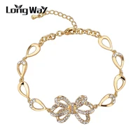 longway luxury gold bracelets for women color bracelet chain austrian crystal bowknot bracelet for women jewelry sbr140290