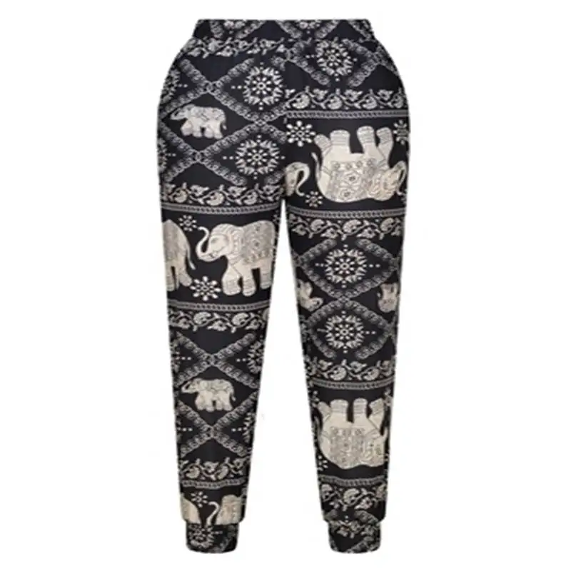 

2019 spring and summer new Thai national style printing nine pants seaside holiday beach chiffon female large size bloomers W53