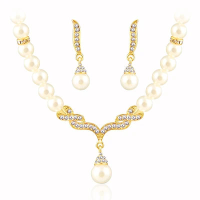 Necklace Earrings African Beads Set Women Wedding Bridal Dress Accessories Water Crystal Gold Color Jewelry Sets Dropshipping | Украшения и