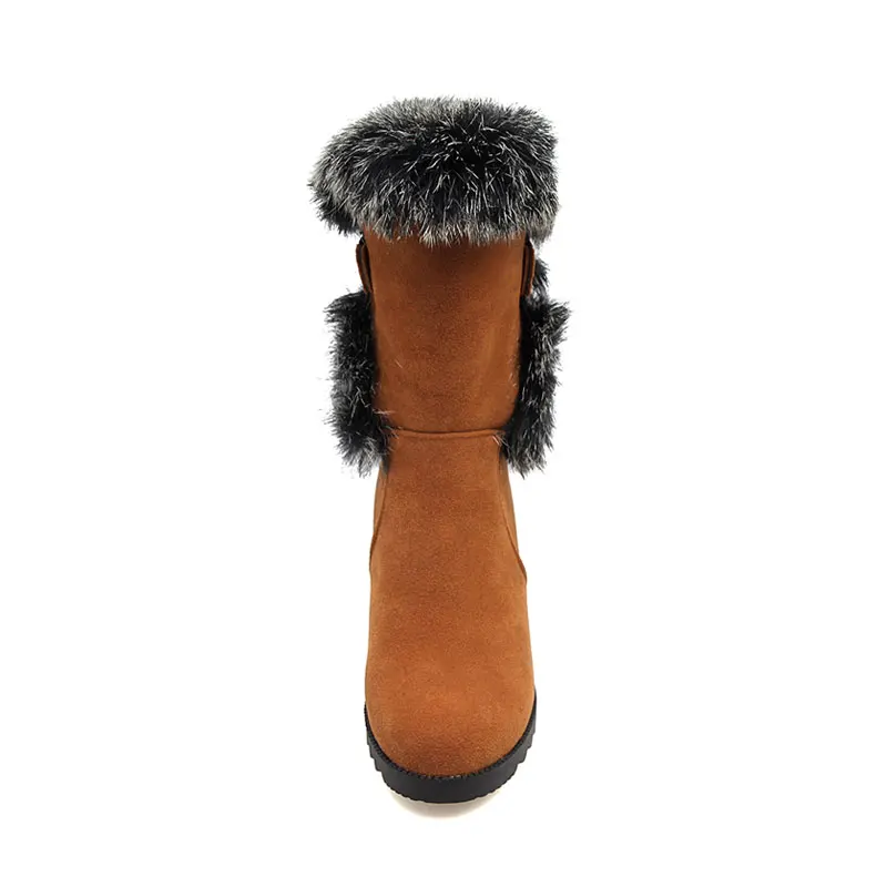 

Fanyuan Fashion Winter Women ankle Boots Shoes Woman Increased Internal Wedges Faux Fur Turned-over Snow Boots Heels High heels