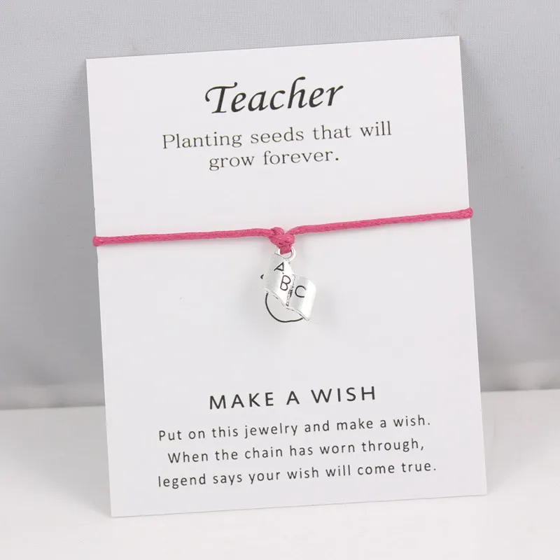 Wish браслет карта Boot Teacher Подвеска Шарм Веревка Браслеты Счастливый День учителя