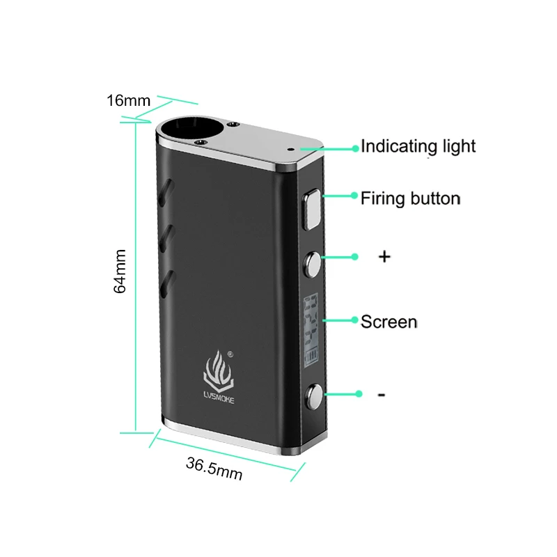 LvSmoke YMER CBD Vape Mod электронная сигарета 510 нить 650 мАч батарейный блок мод для всех
