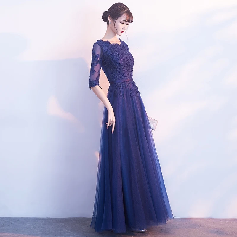 Халат de soiree 2021 длинные с округлым вырезом из кружева аппликация вечернее платье