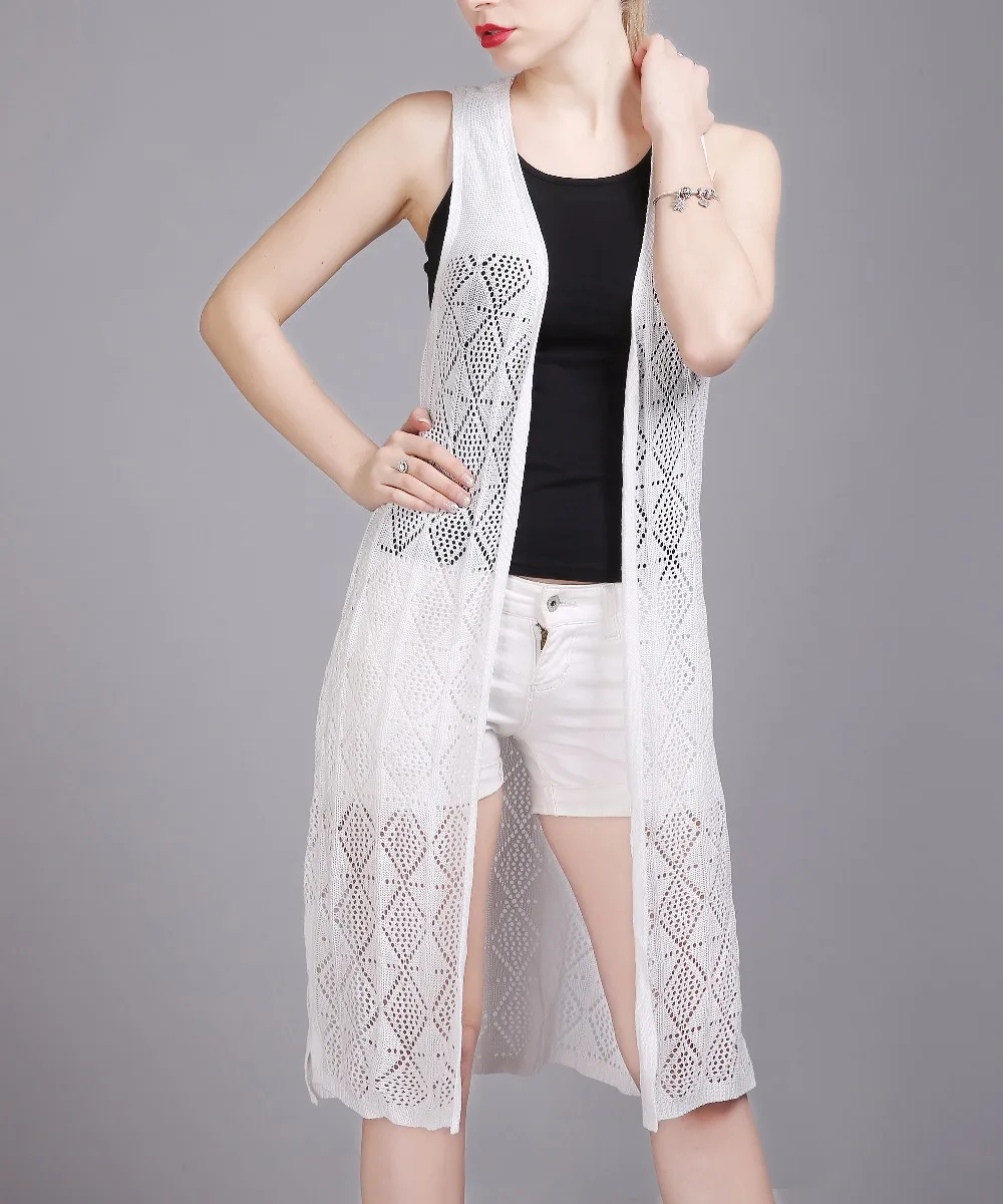 Американский Женская одежда Тонкий вязаный кардиган без подкладки полые