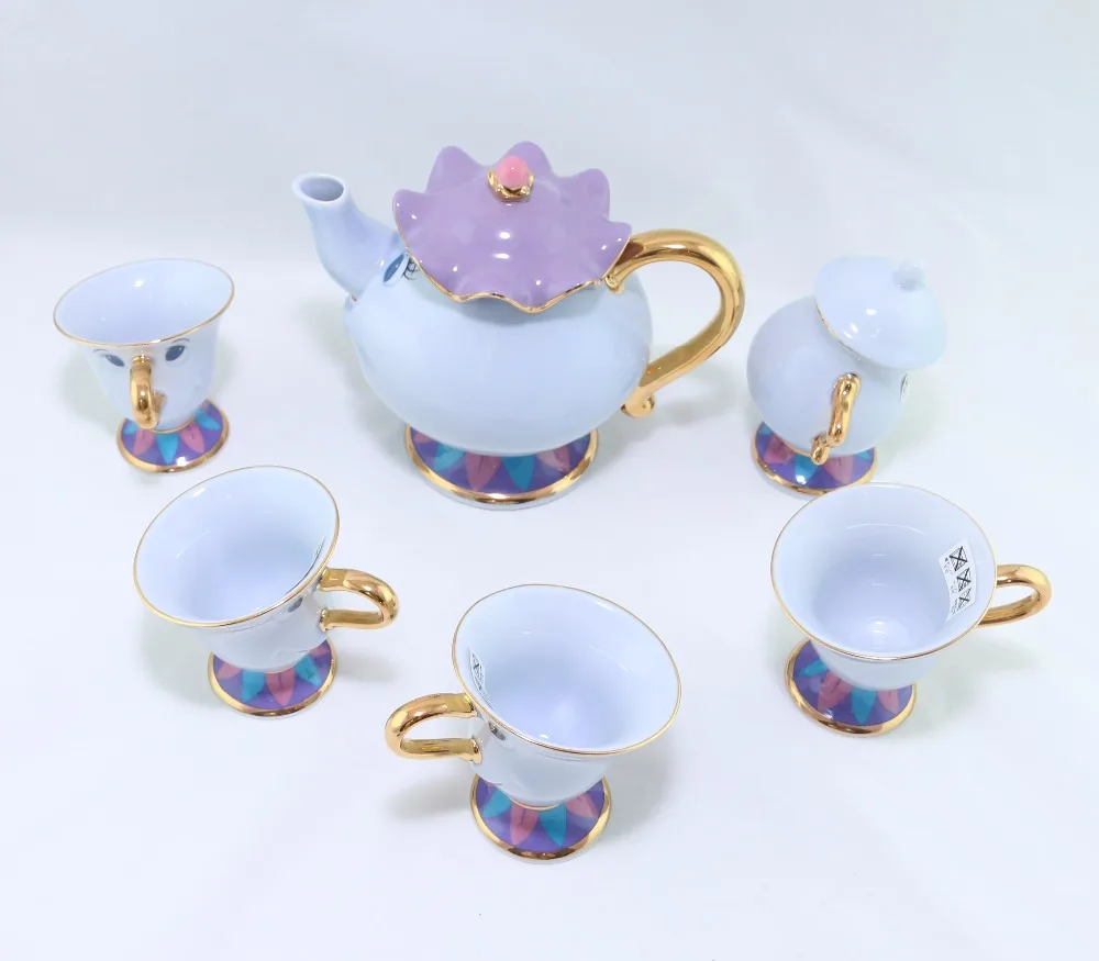 Лидер продаж 2018 чайный набор Красавица и Чудовище Mrs Potts чайник чашка сахарница