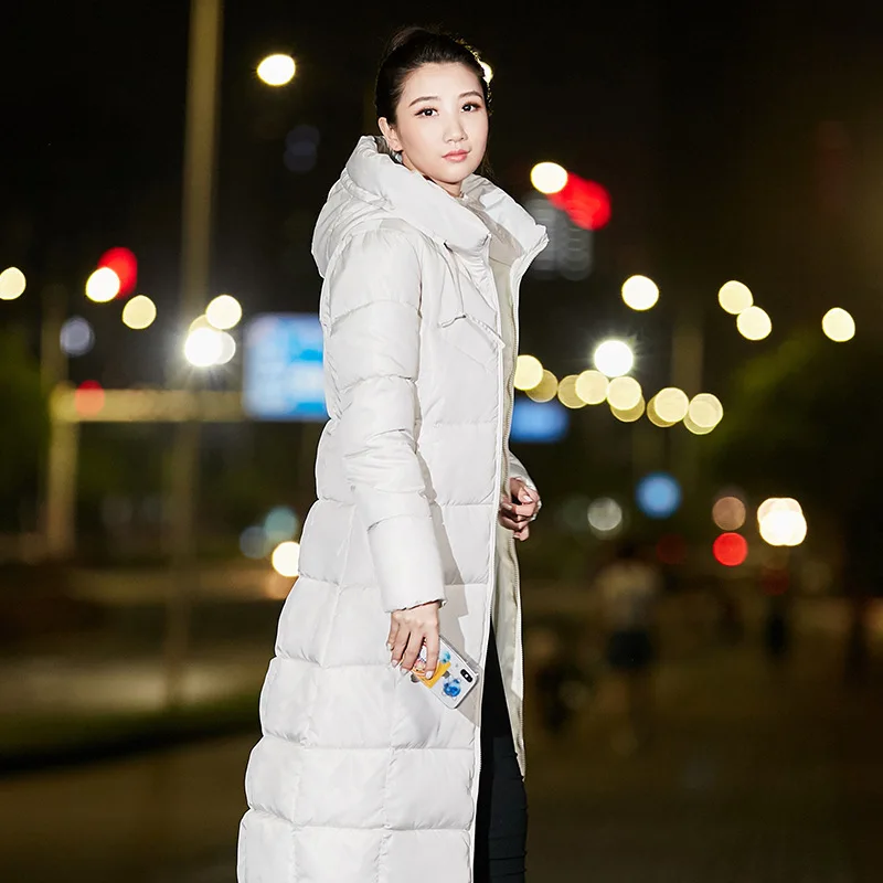 

Simple and elegant Winter women's down jacket Fashion Slim Knee Solid Color Three-dimensional Decorative Women's Cotton Jacket