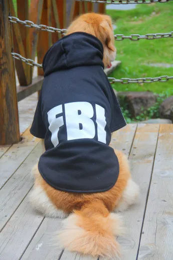 Black Куртка AHUAPET dog fbi, одежда для собак adidog, костюм в стиле fbi, зимняя теплая одежда для больших собак, одежда для бульдога F - Цвет: Black