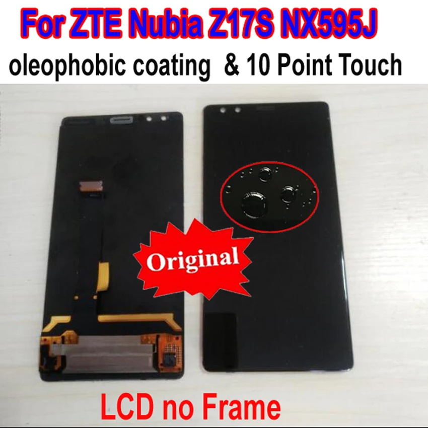 

Original Best Tested Working LCD Display Touch Screen Digitizer Assembly Sensor + Frame For ZTE Nubia Z17S NX595J Phone Panel
