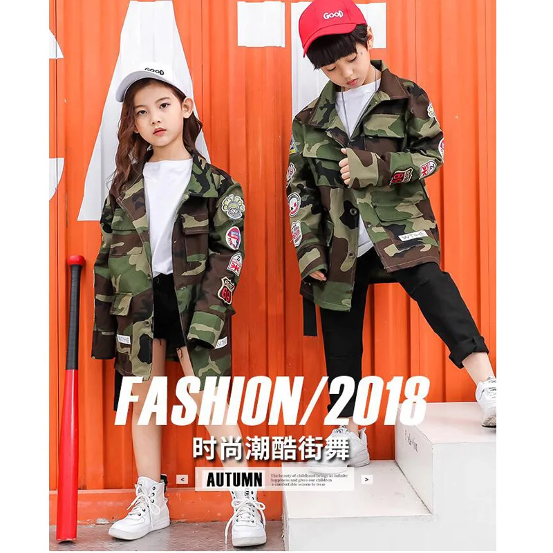 Kid Loose Jacket Camouflage Jogger Pants Hip Hop Clothing Outfits Jazz Dance Costume Girls Ballroom Party Dancing Street wear |