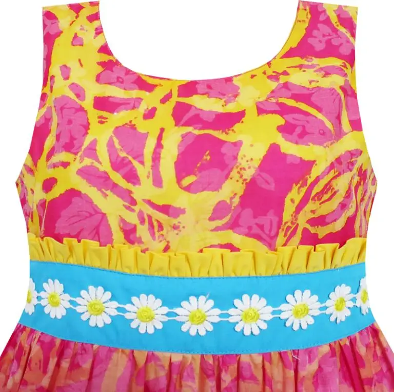 Sunny Fashion платья для девочек Вышитый Орденская лента Цветущий Цветок Картина Стиль