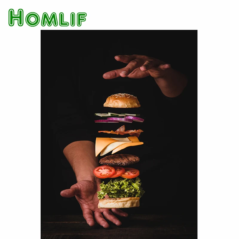Алмазная 5d картина HOMLIF бургеры полноразмерная/круглая мозаика украшение для