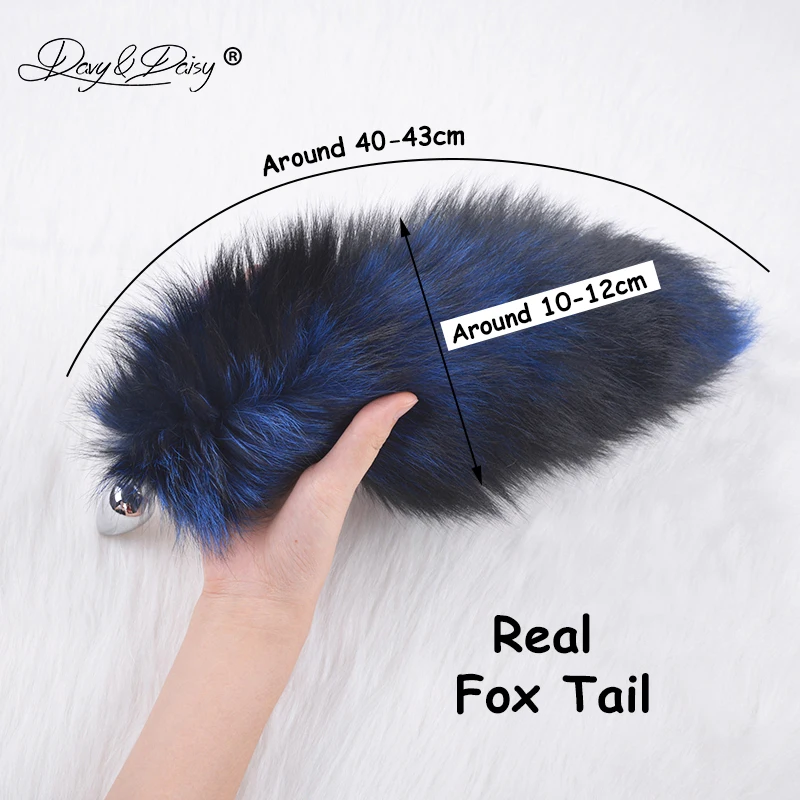 

DAVYDAISY Soft Real Fox Fur Tail Metal Anal Plug Stainless Steel Butt Plug Erotic Women Adult Sex Accessories for Couples AC106