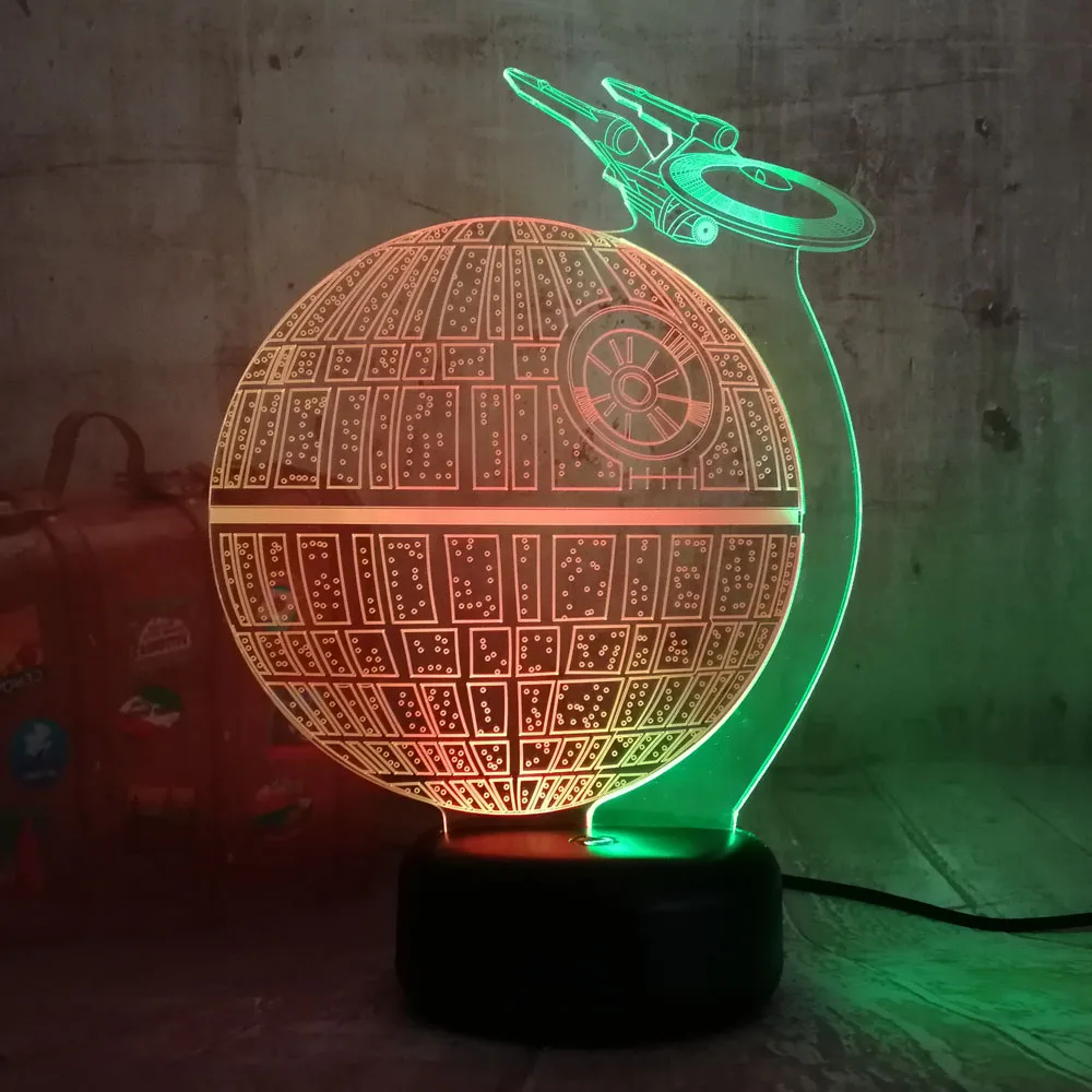 Новый Стиль Звездные войны Звезда смерти блеск 3D светодиодный RGB 7 смешанный