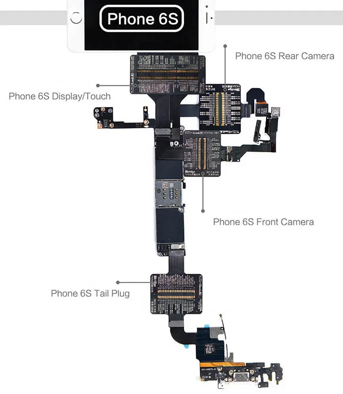 6S QianLi iBridge FPC Тестовый Кабель для iphone X 6 6S 7 7P 8 8p материнская плата проверка неисправностей сенсорная Передняя Задняя камера отпечаток пальца - Цвет: 6S
