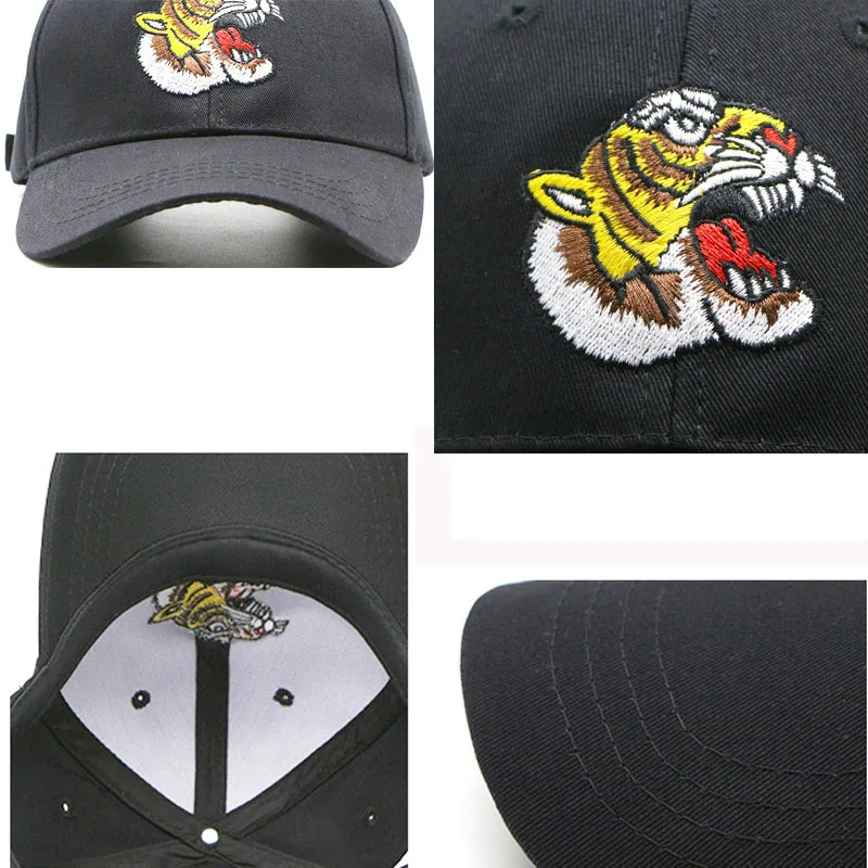 New Hot Fashion Tiger Embroidery Baseball Caps Men Women Spring Summer Sun Hats for Solid Snapback Cap Wholesale Dad Hat | Аксессуары