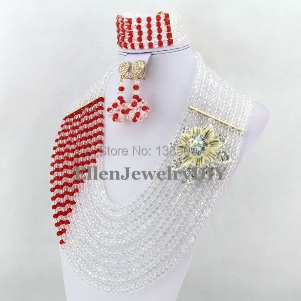 Стильный комплект ювелирных изделий из белых нигерийских свадебных африканских