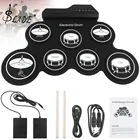 Slade электронный цифровой USB 7 накладок, набор рулонных силиконовых электрических барабанный Комплект 7 барабанов с палочками и педалями для поддержки