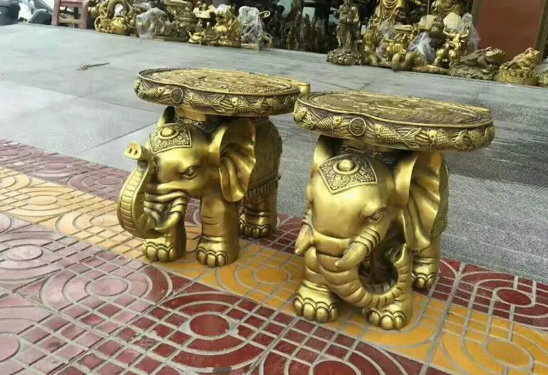 20 "китайские из чистой бронзы рыба богатства яблок слон статуя животного пара |