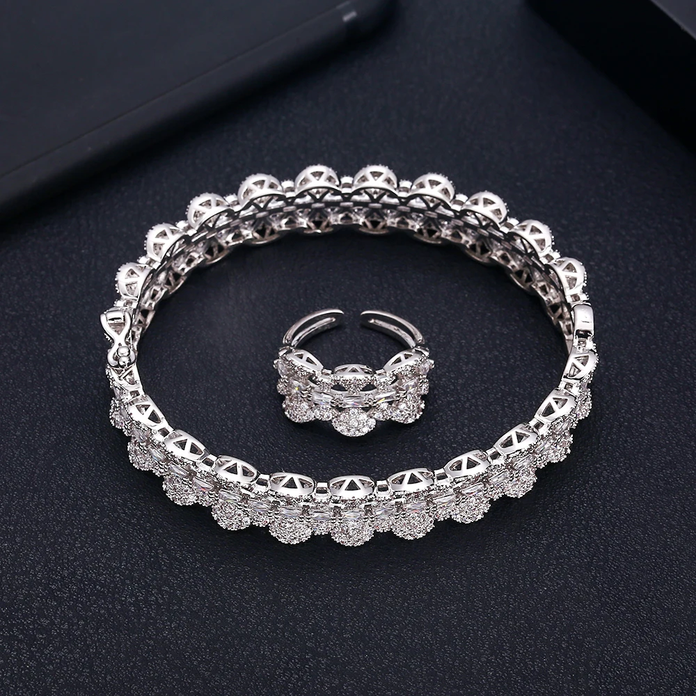 Janekelly Роскошные листьев shapeBangle кольцо наборы для ухода за кожей Мода Дубай