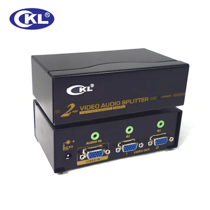 CKL 102S 2 порта VGA сплиттер с Аудио Металлический корпус поддерживает 450 МГц